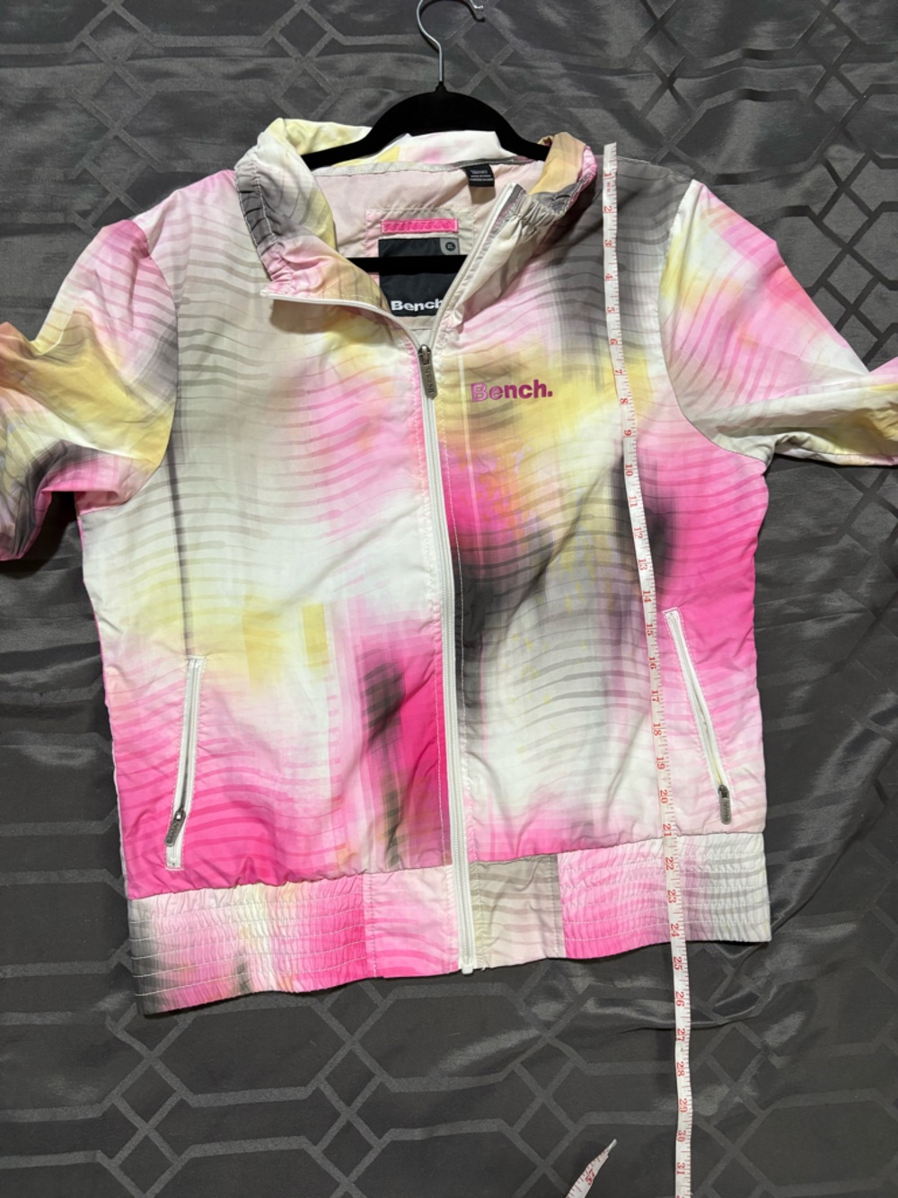 Bench Pink Grey White Yellow Tie Dye Zip Up Jacket XL - Picture 7 of 8